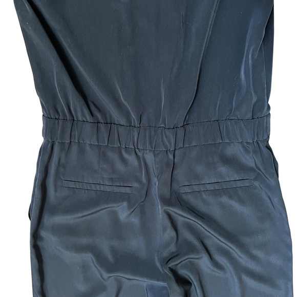 J.Crew Navy Blue Trench Jumpsuit One Piece Pants Crop Silky Sz 2 Pockets Career - Picture 9 of 12